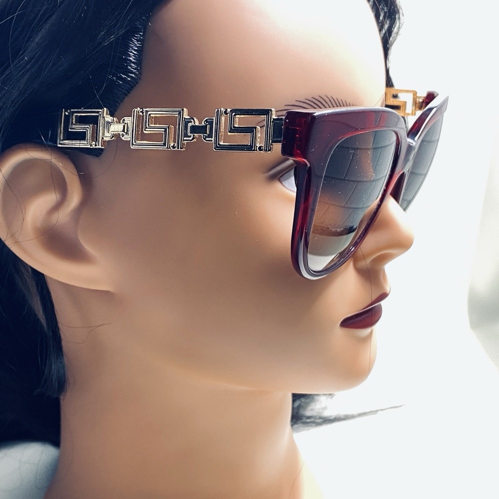 Versace MOD 4294 Burgundy Cat Eye Sunglasses Gold Medusa Italy 54 20 - Picture 2 of 9